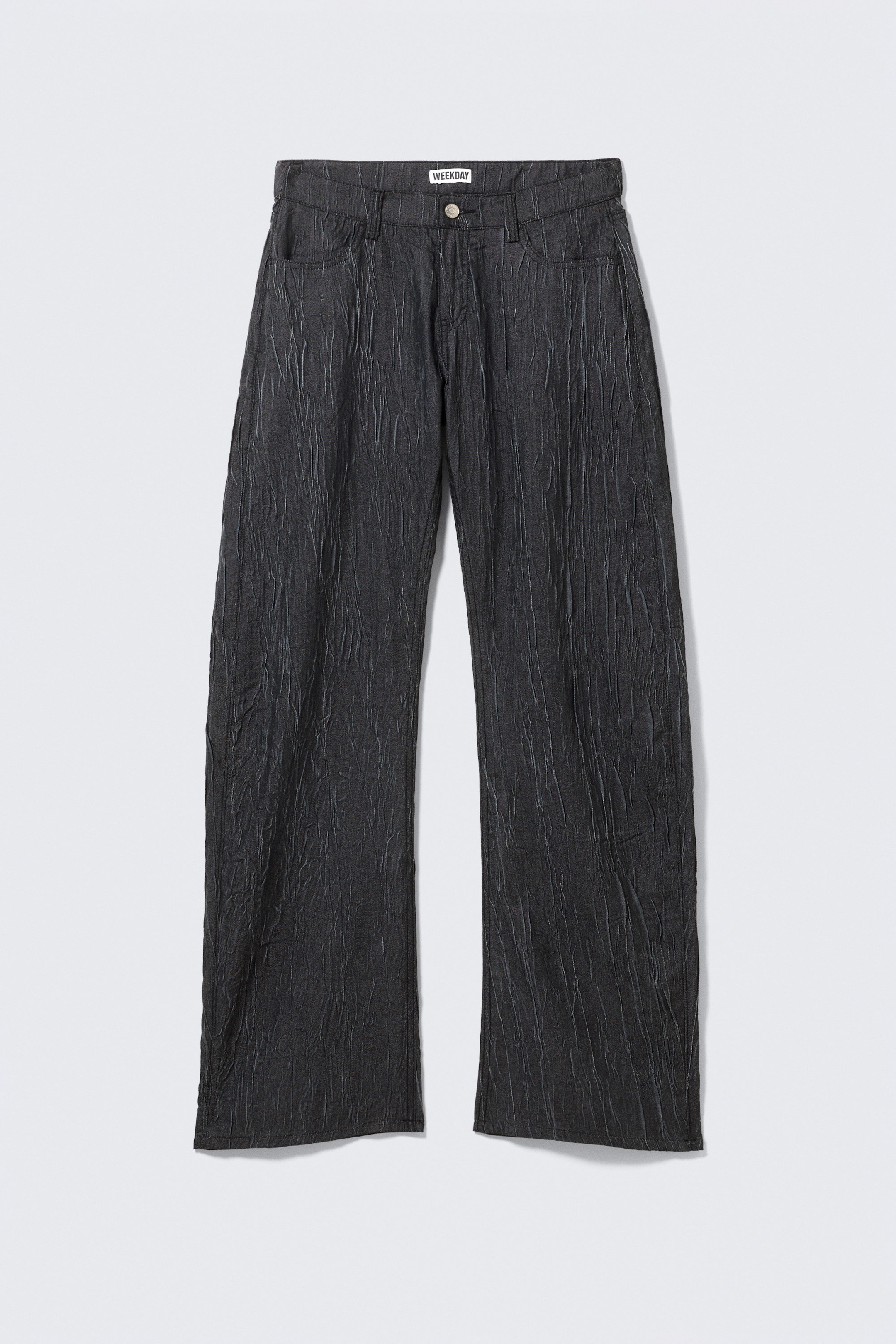 Dunkelblau - Cocoon-Hose mit niedrigem Bund und Crinkle-Optik - 4