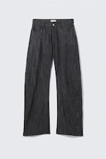 Dunkelblau - Cocoon-Hose mit niedrigem Bund und Crinkle-Optik - 4