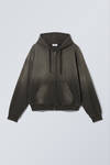 washed boxy zip hoodie - Washed Dark Grey | Weekday WW