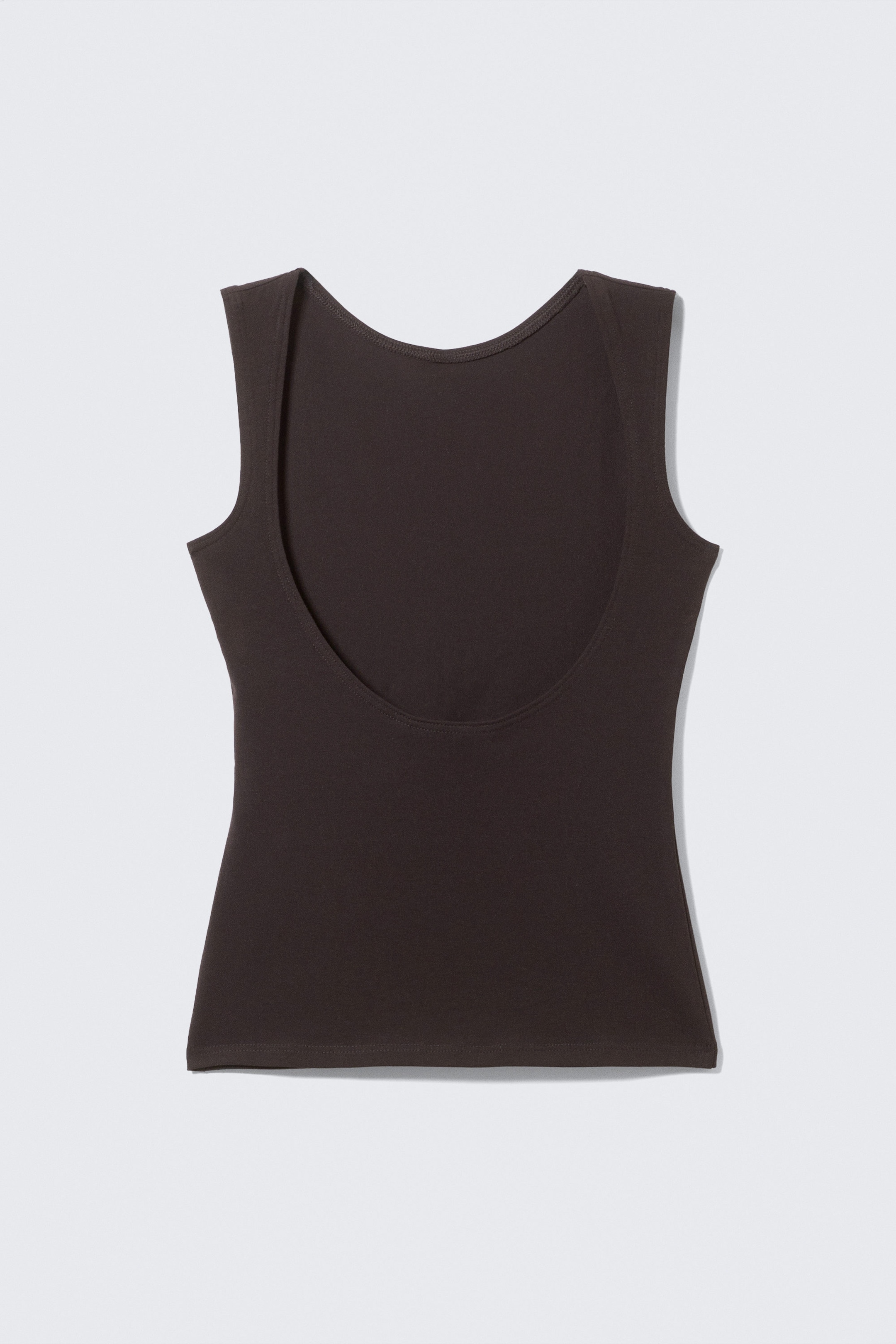 Dunkelbraun - Tanktop mit offenem Rücken und U-Boot-Ausschnitt - 2