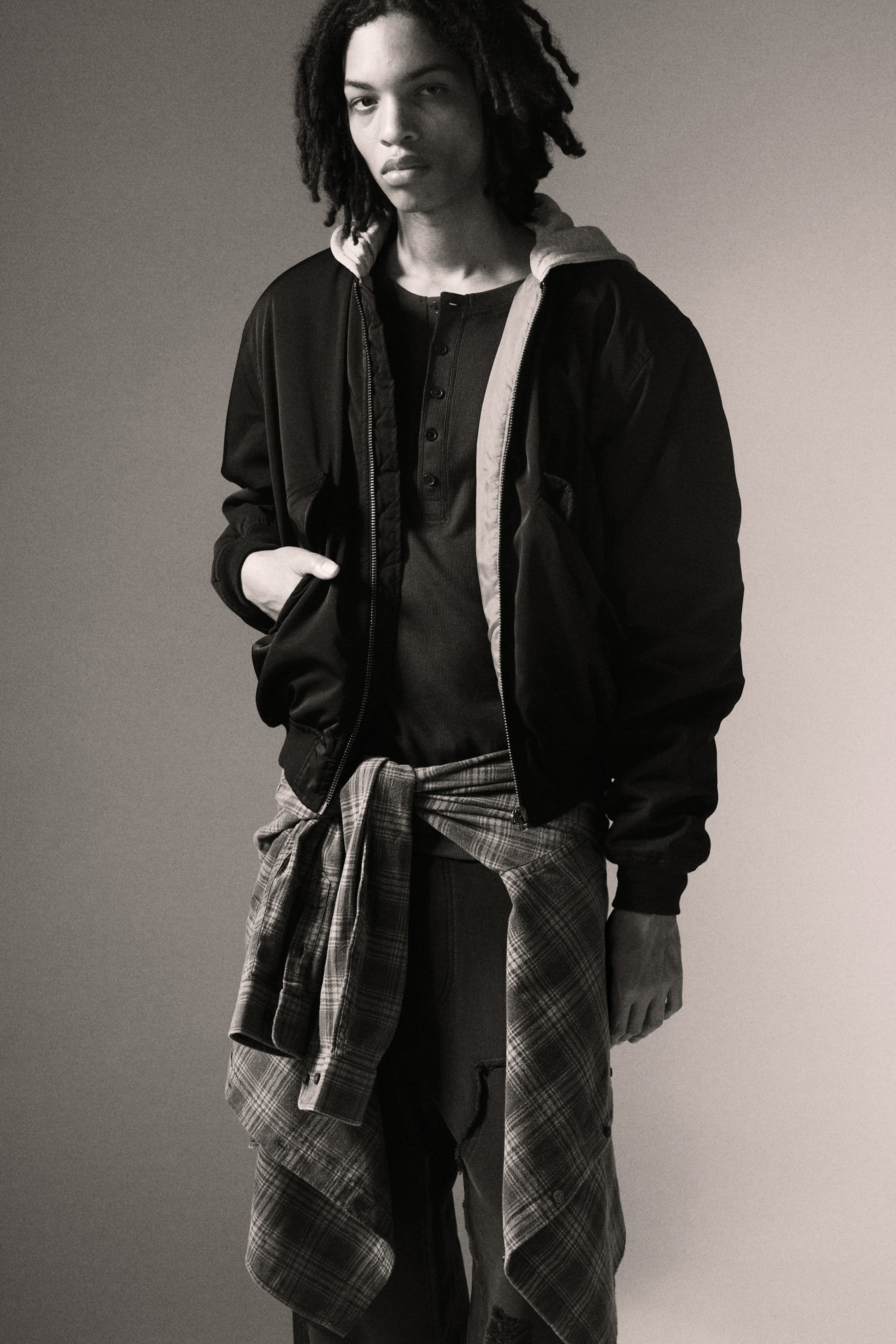 Dark Navy Blue - Loose Hooded Bomber Jacket - 2