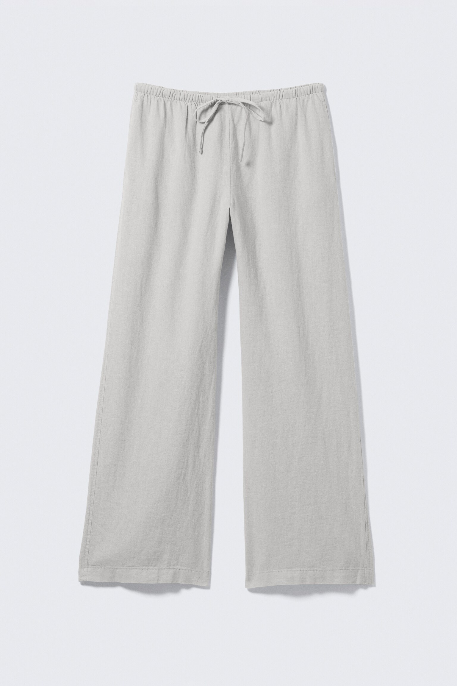 Low Rise Linen-Blend Trousers - Light Grey/Dark Grey