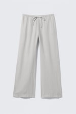 Light Grey - Low Rise Linen-Blend Trousers - 0