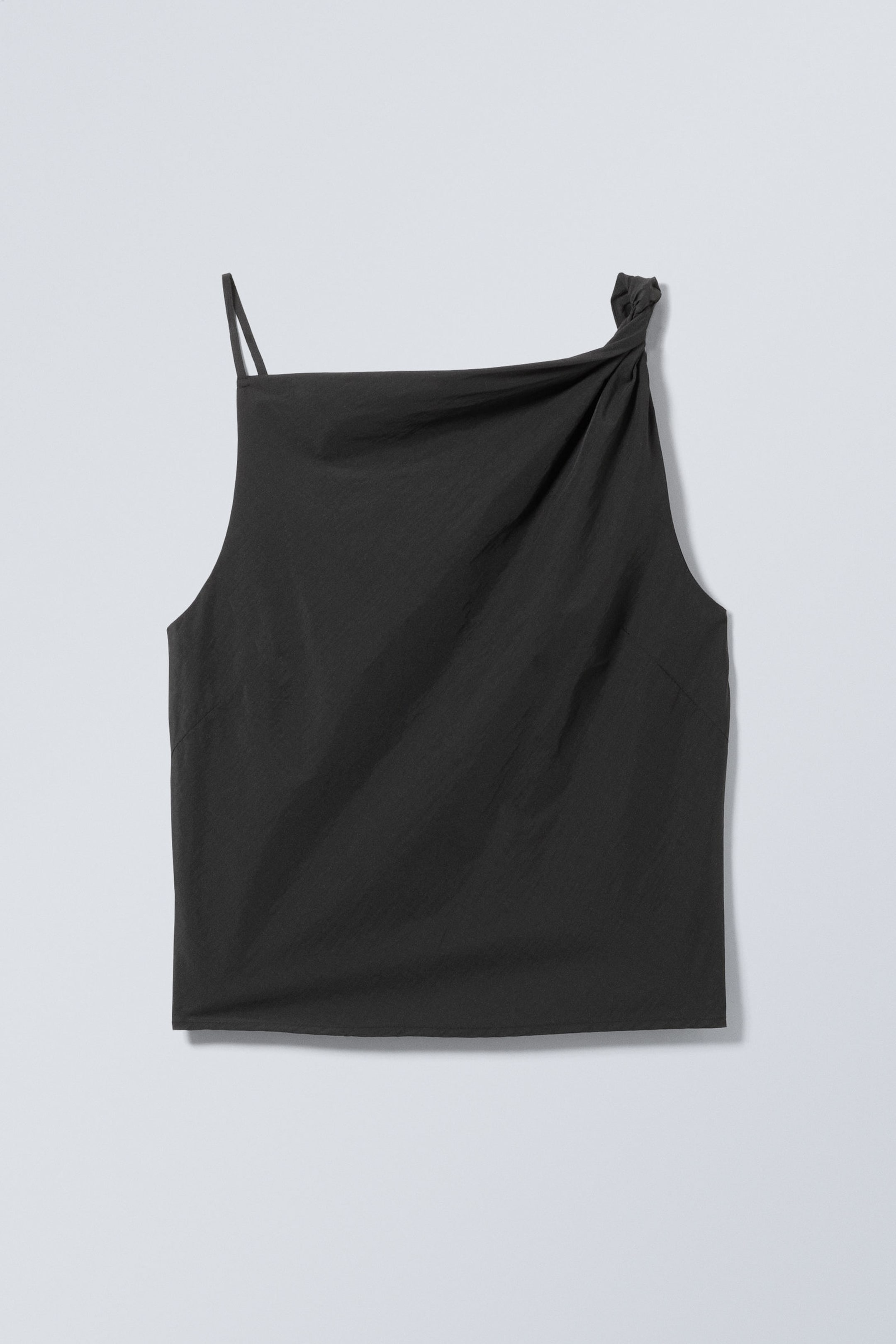 Black - Fitted Boatneck Drape Top - 1