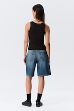 Black - Slim Square Neck Ribbed Tank Top - 2