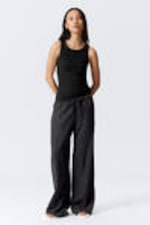 Black - Fitted Rib Tank Top - 1