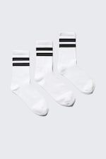 White w black stripes - 3-pack Striped Sport Socks - 0