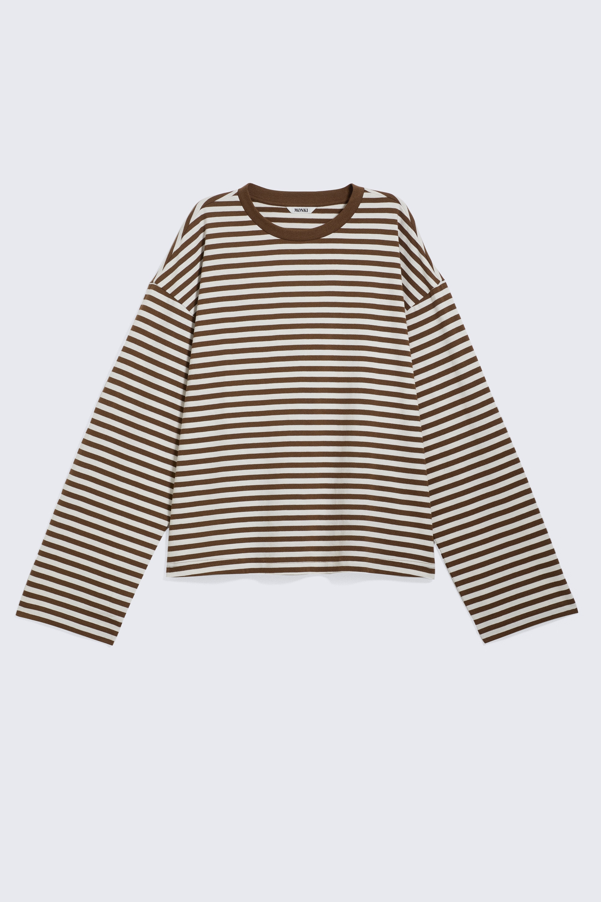 T-shirt en coton à manches longues - Rayures marron et blanc/Blanc - Rayures roses/rouges/Rayures bleu/marron/Rayures bleu marine/rose/Blanc poussiéreux - Rayures marron/Rayures bleu/multicolores