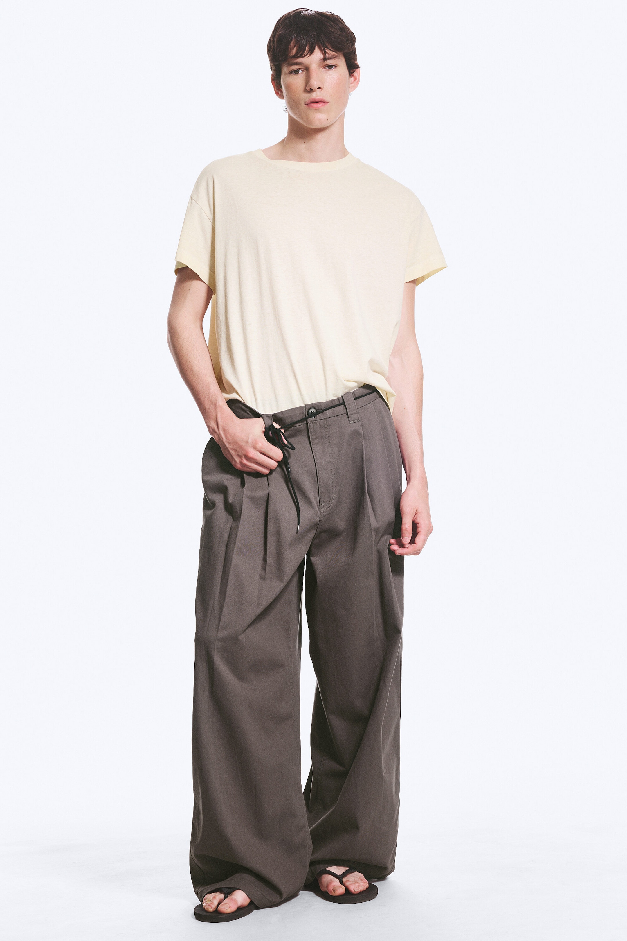 Mörk Mullvad - OTIS BAGGY CHINOS I BOMULLSTWILL MED VECK - 2