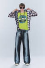 Blaues Spray - Looser – Weite Jeans mit normaler Taille - 0