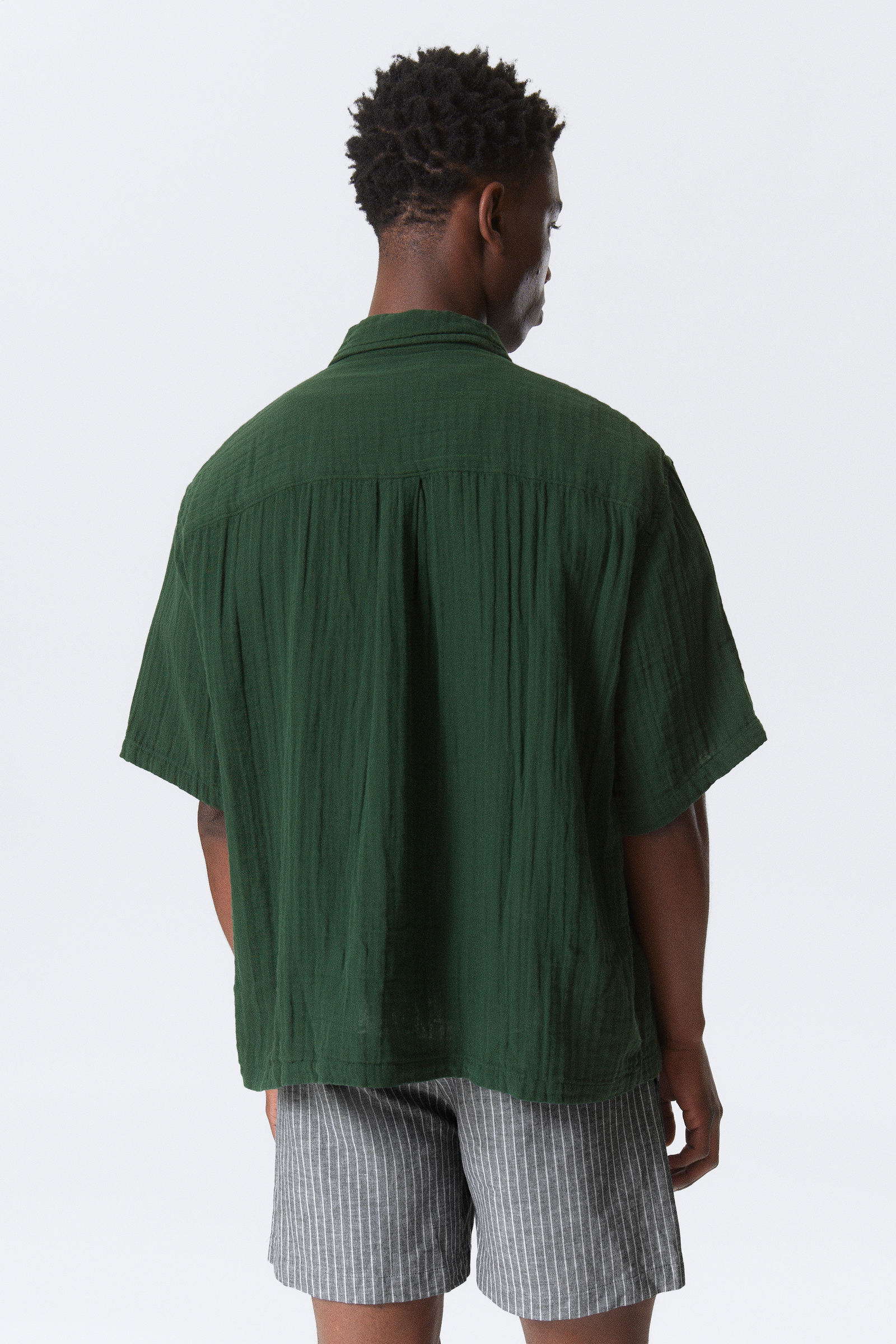 【新品】UL Short Sleeve Shirt XL Slate Green Buy Green Standard Collar Cotton Linen Blend Short Sleeve