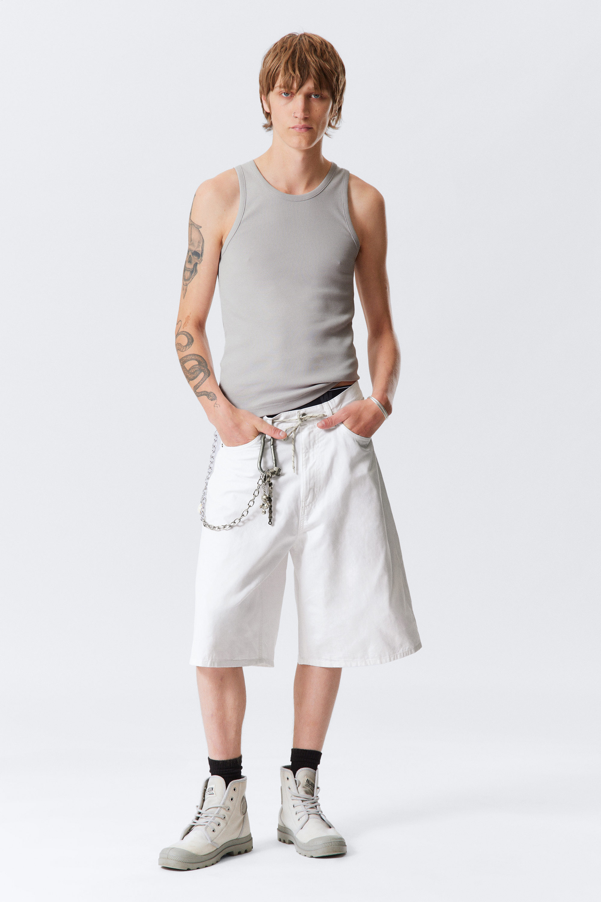 #FFFFFF - Astro Loose Twill Shorts - 1