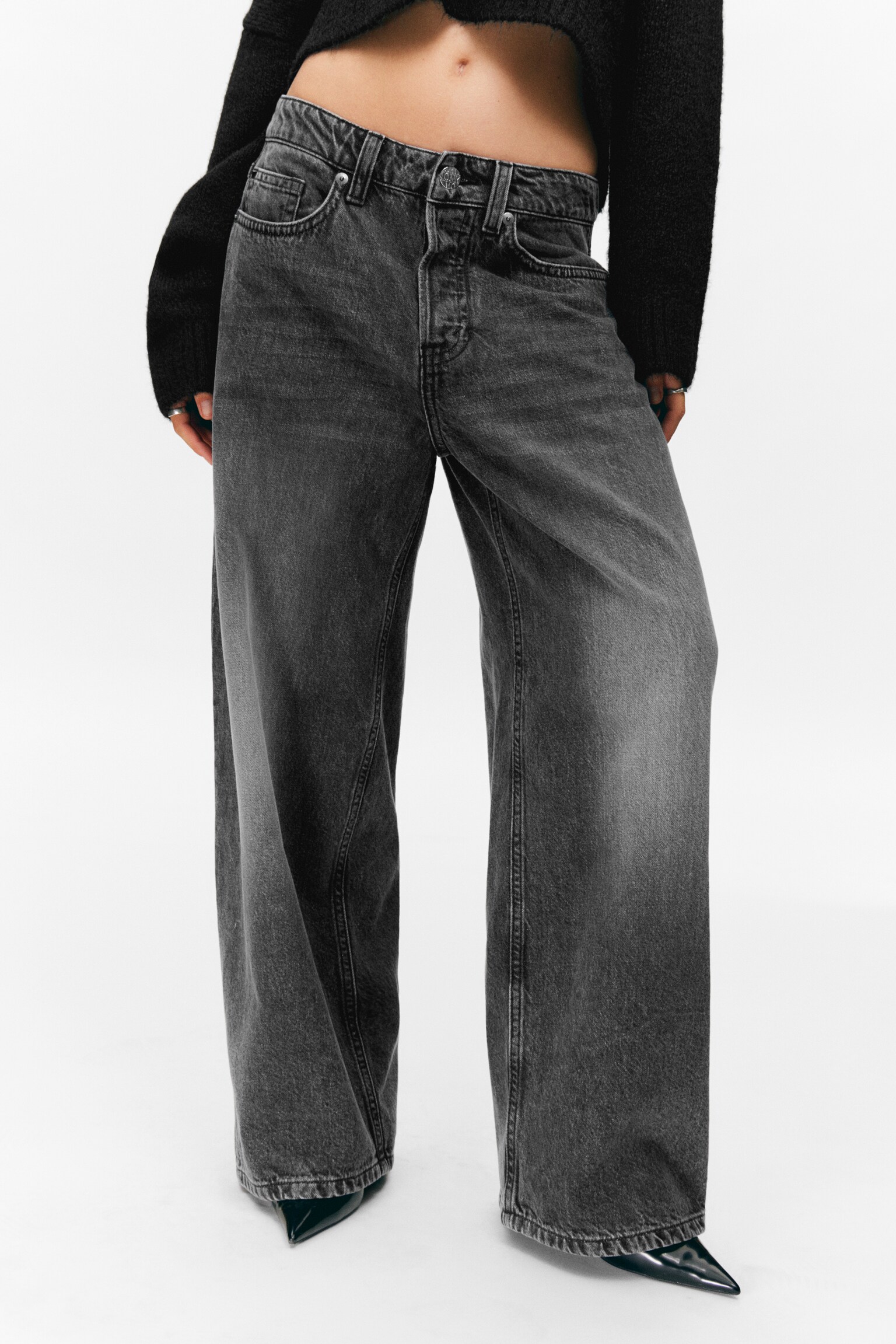Peggy Low Rise Loose Baggy Leg Jeans - Haunted Black - Black/Aegean tie dye/Chaos Blue - Light Blue - 5