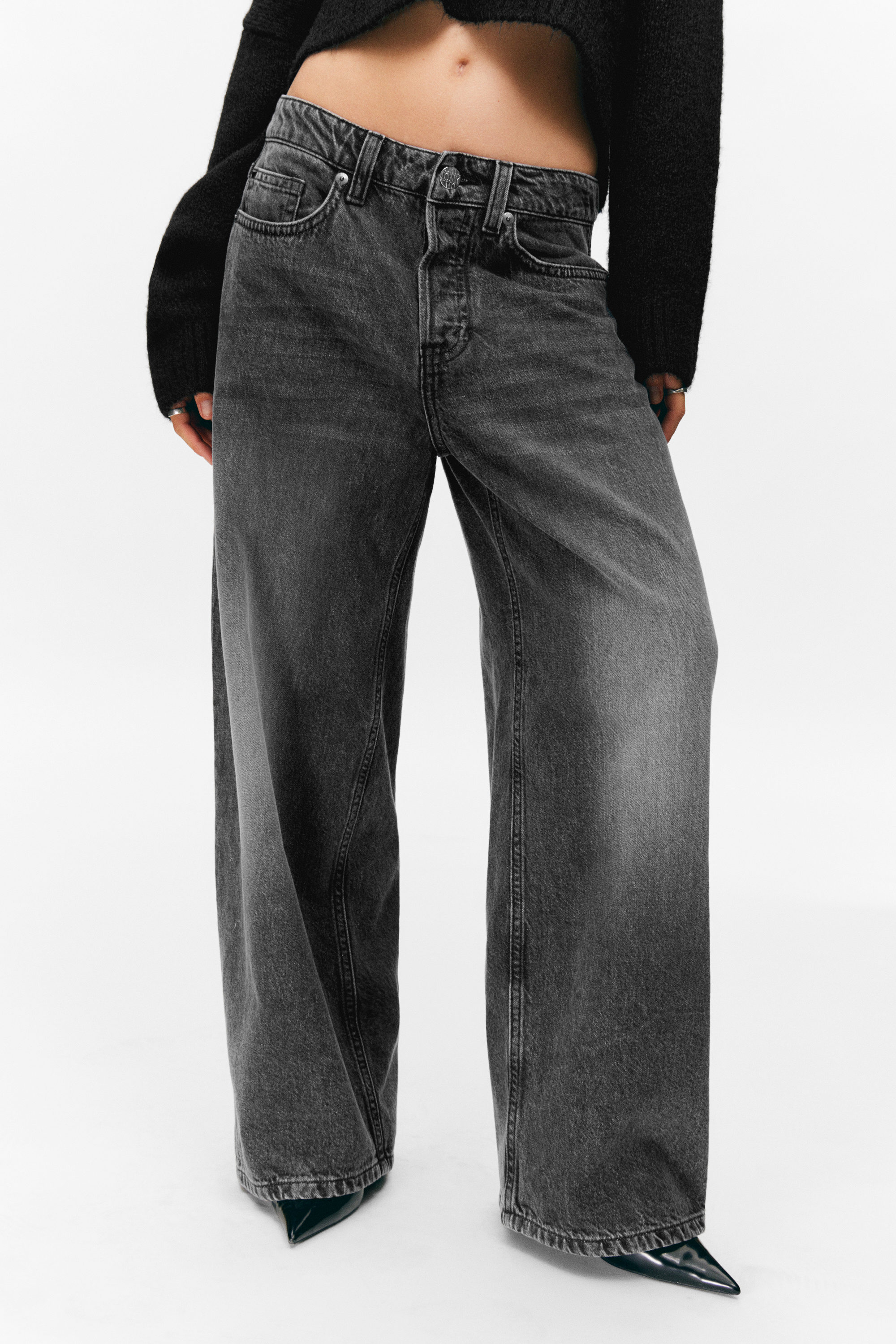 Tuned Black - Schwarz - Peggy Low Rise Loose Baggy Leg Jeans - 2
