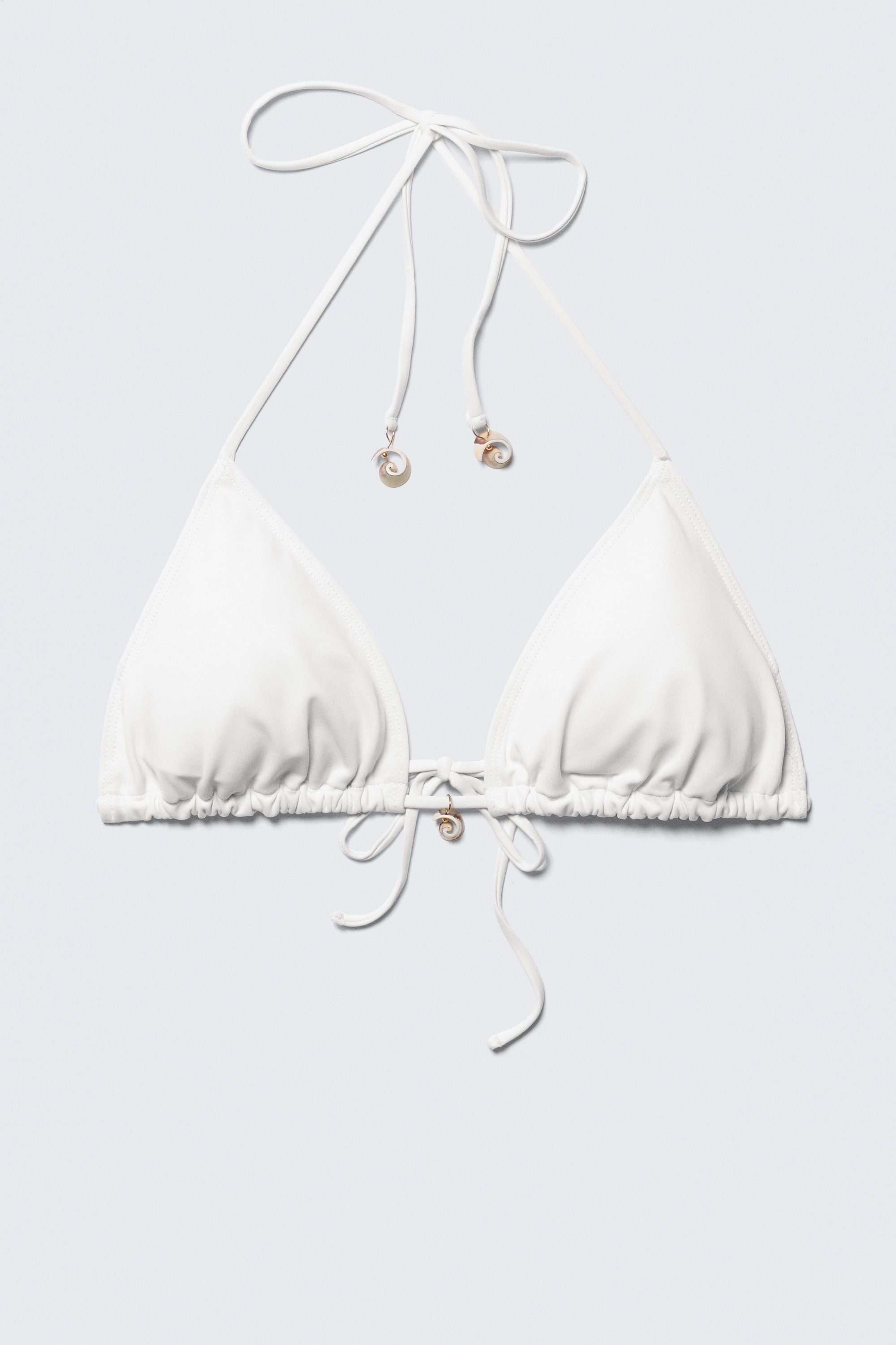 Haut de bikini triangle coquillage - Blanc