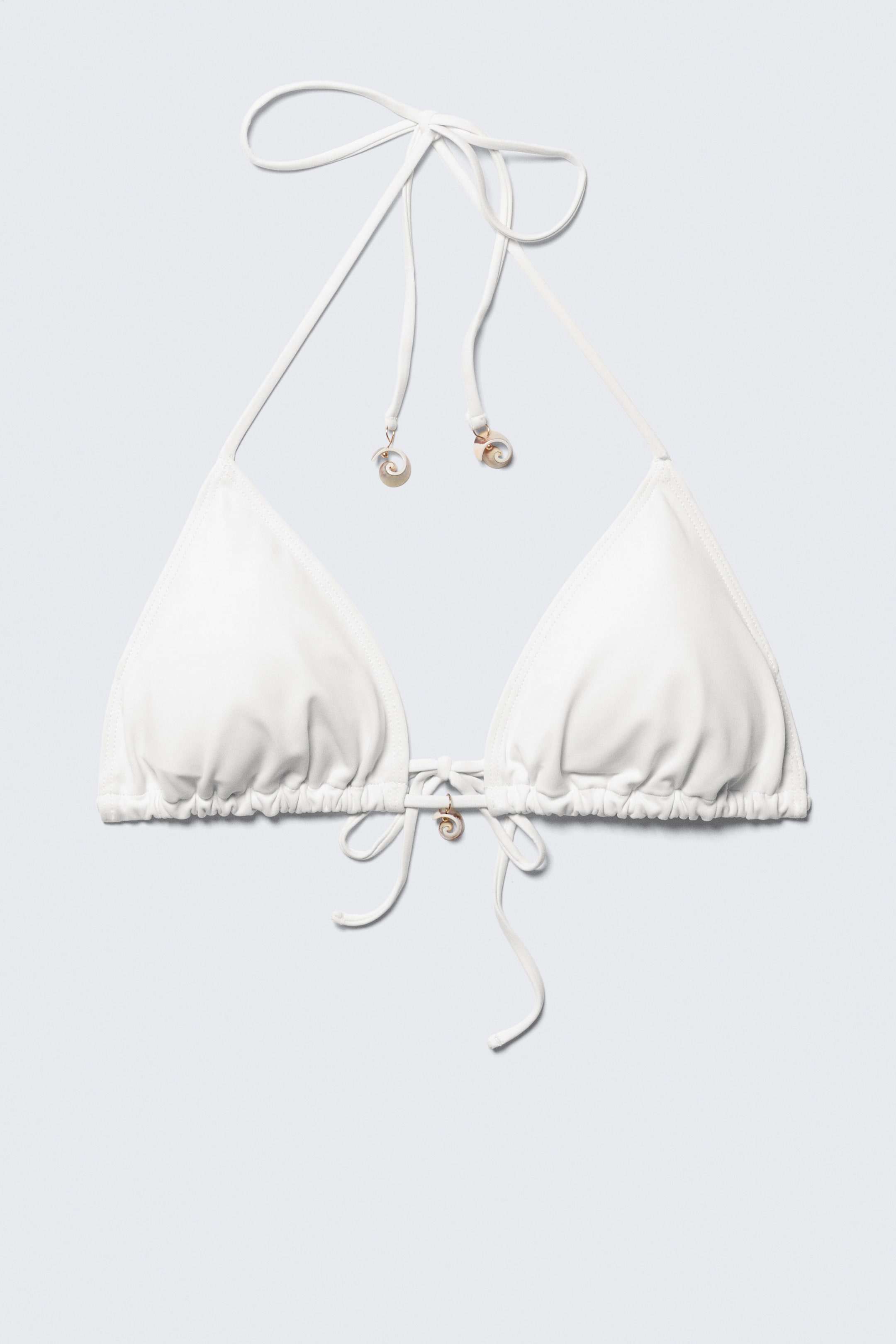 White - Shell Triangle Bikini Top - 4
