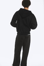 Schwarz - Weit geschnittener Zip-Hoodie - 3