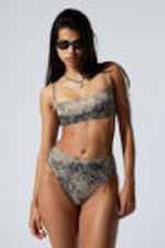 Dark Mole Scribble - Printed Pull-Over Scoop Neck Bikini Top - 1
