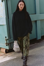 Black - Loose Wool Turtleneck Sweater - 0