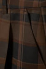 Checked Dark Brown - Knee-length Suiting Shorts - 4