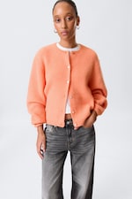 Light Orange - Soft Knitted Cardigan - 0