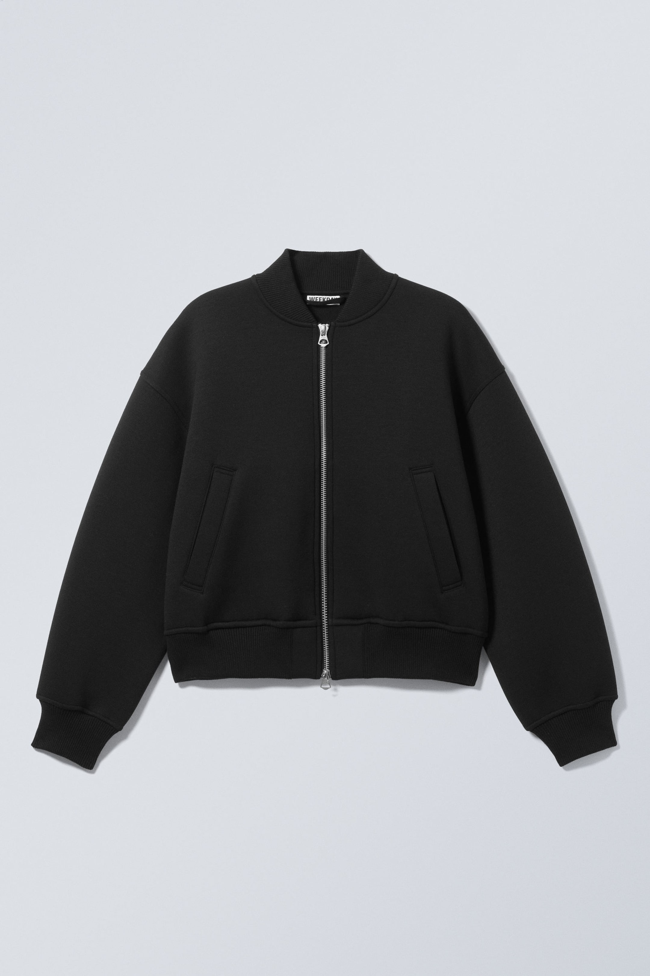 Black - Loose Scuba Bomber Jacket - 4