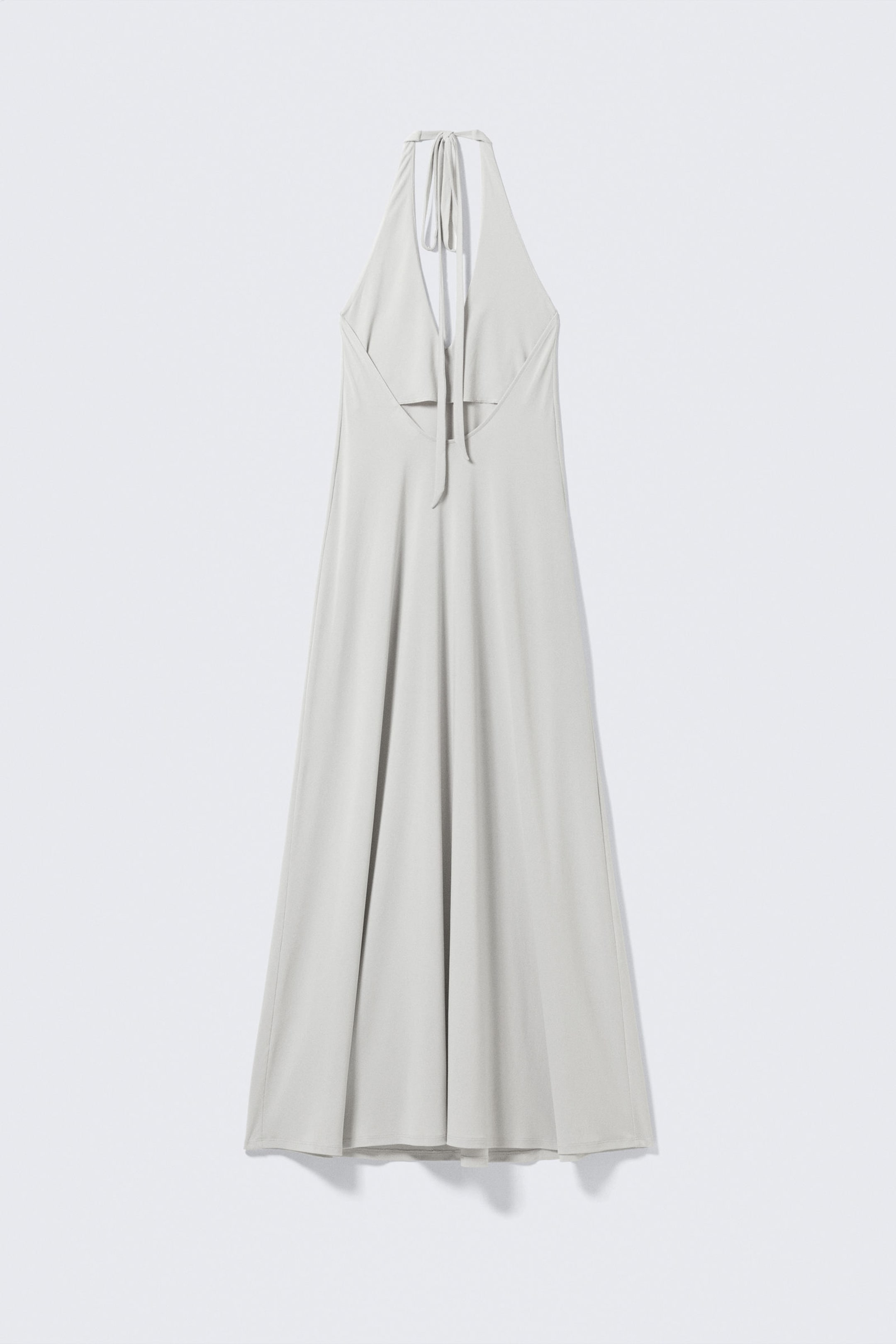 Light Beige - Sleeveless Halterneck Maxi Dress - 4