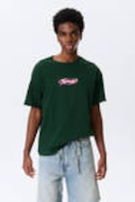 Dark Green - Fntsy - Great Boxy Printed Graphic Tee - 0