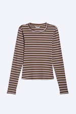 Braun/Blau/Pink gestreift - Enges, geripptes Longsleeve - 3