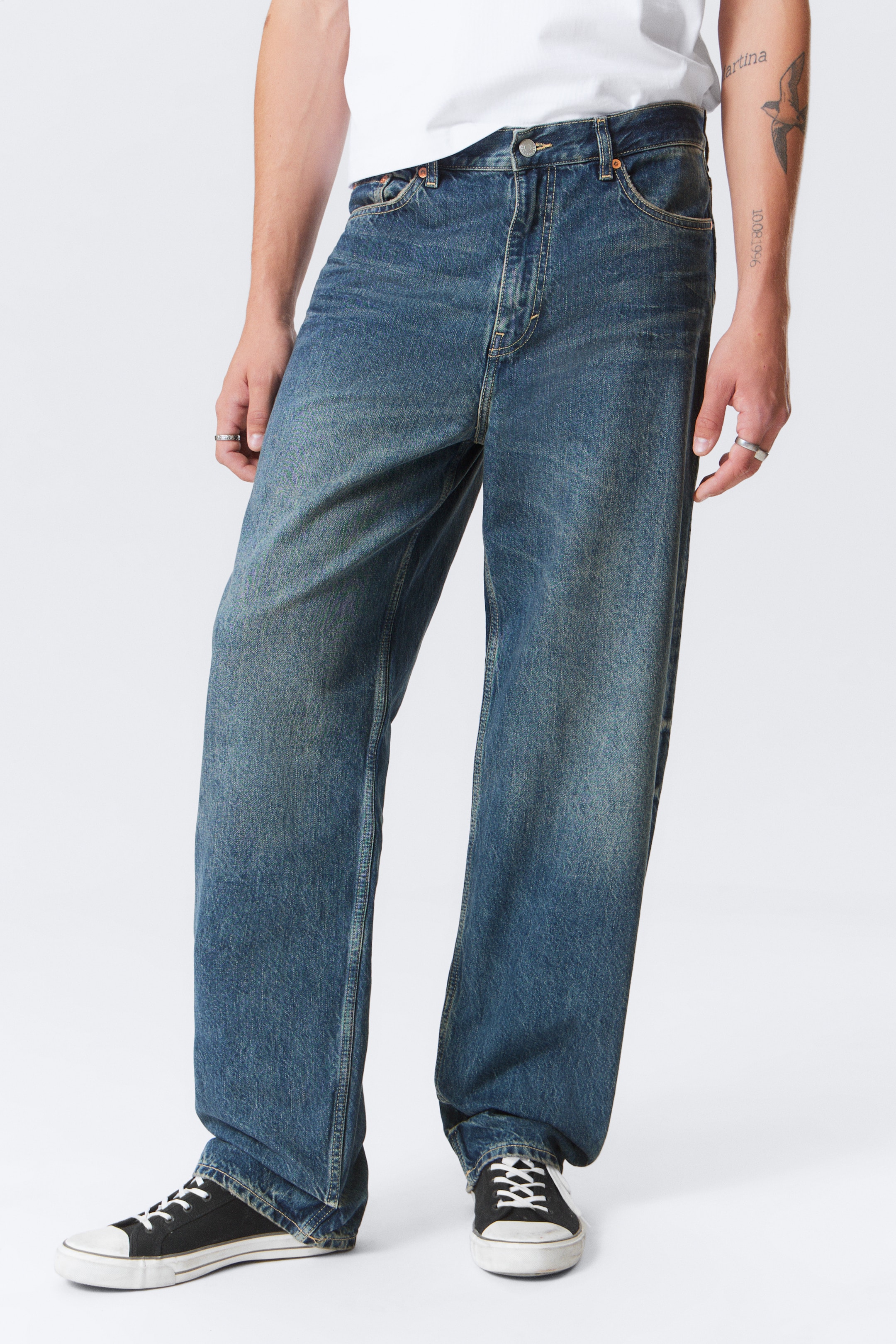 Grotere afbeelding bekijken: Galaxy Loose Straight Leg Jeans - Moss Blue - HEREN | H&M BE 1