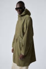 Kakigroen - Oversized parka van katoenen keperstof - 0