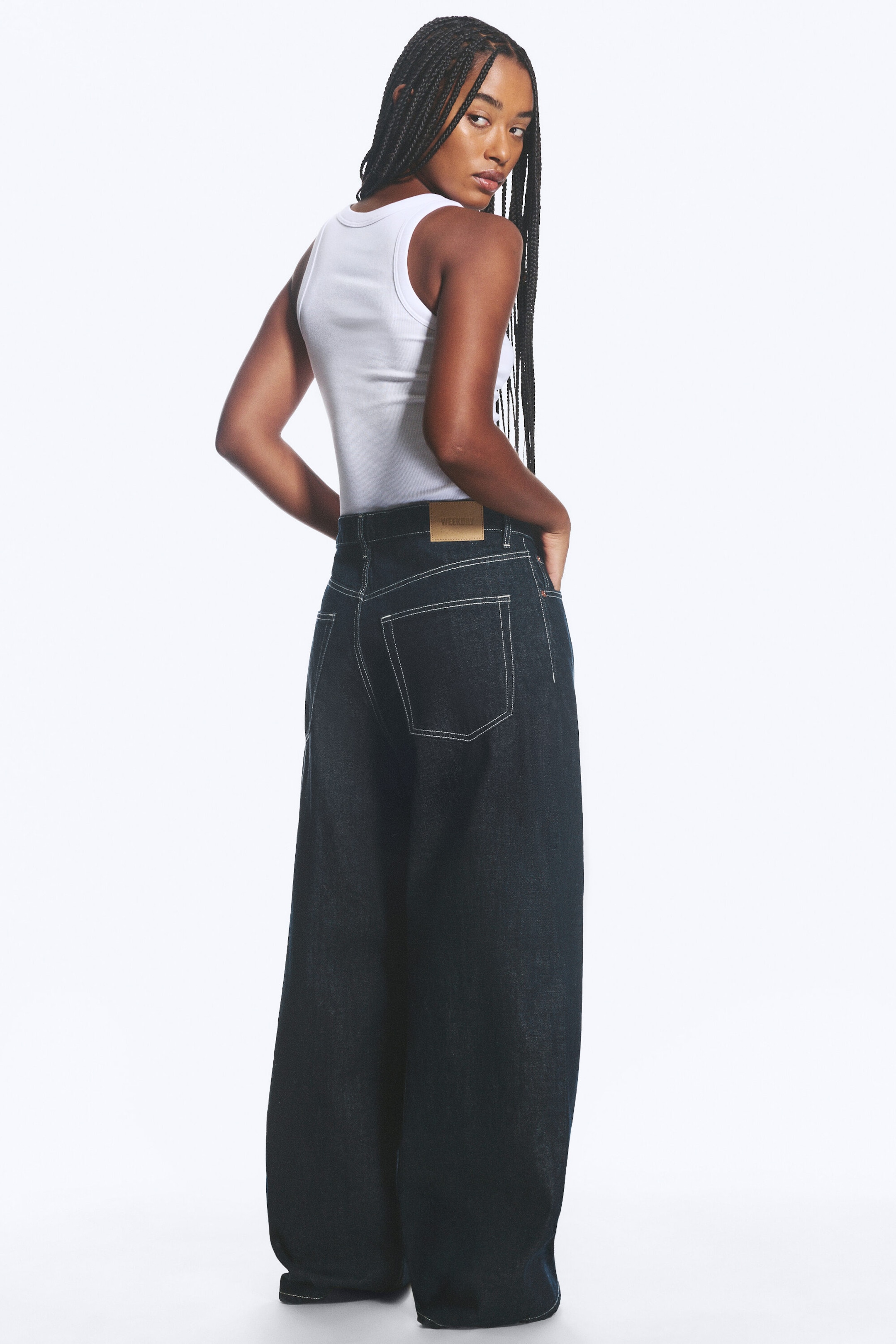 Blue Rinse – Bleu foncé - Jean baggy ample taille mi-haute unisexe Astro - 5