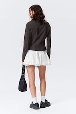 White - Pleated Cotton Mini Skirt - 2