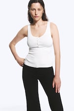 White - Henley tank top - 0