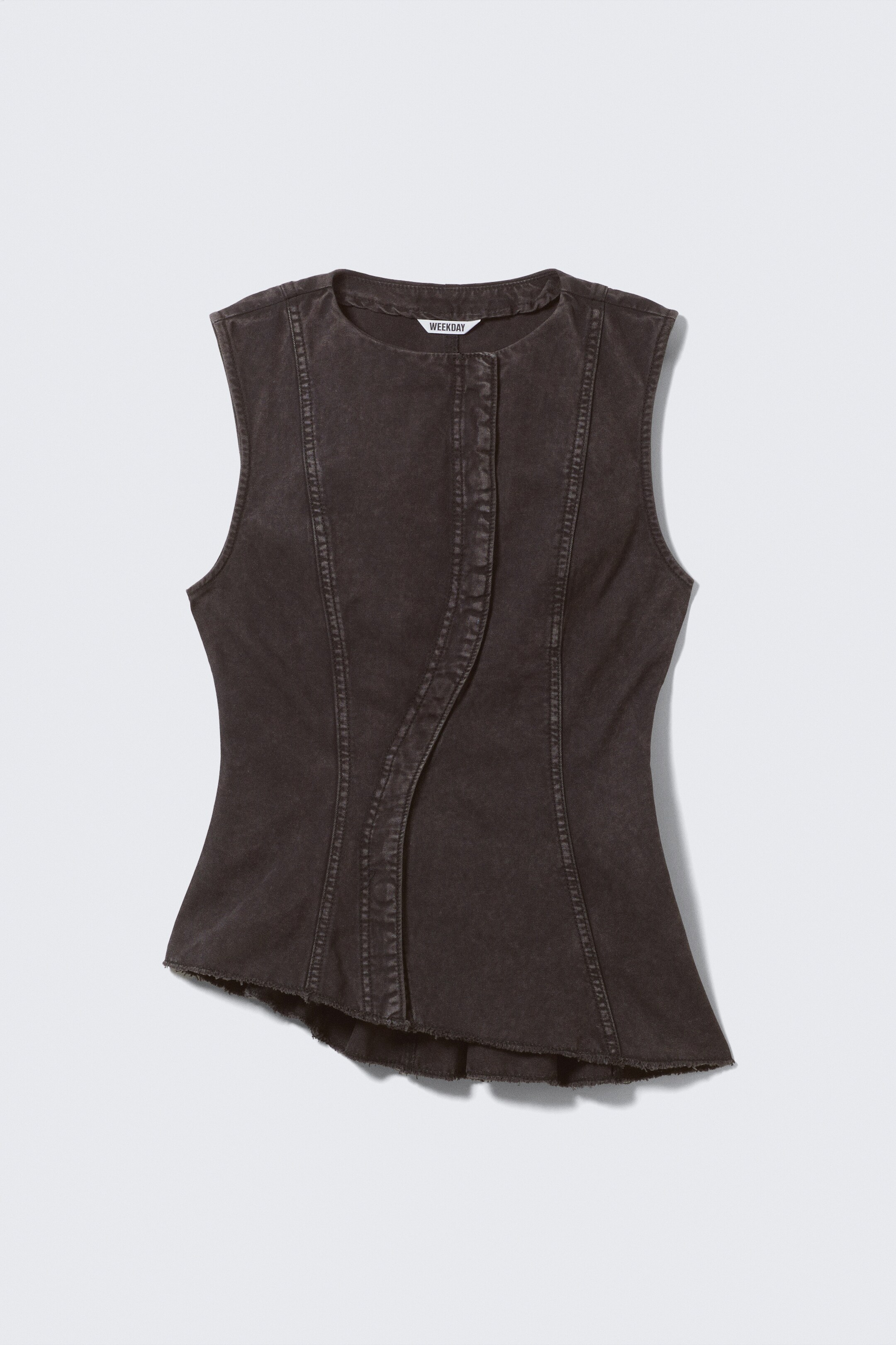 View larger image: Sleeveless Asymmetric Peplum Top - Washed Black - Ladies | H&M GB 5