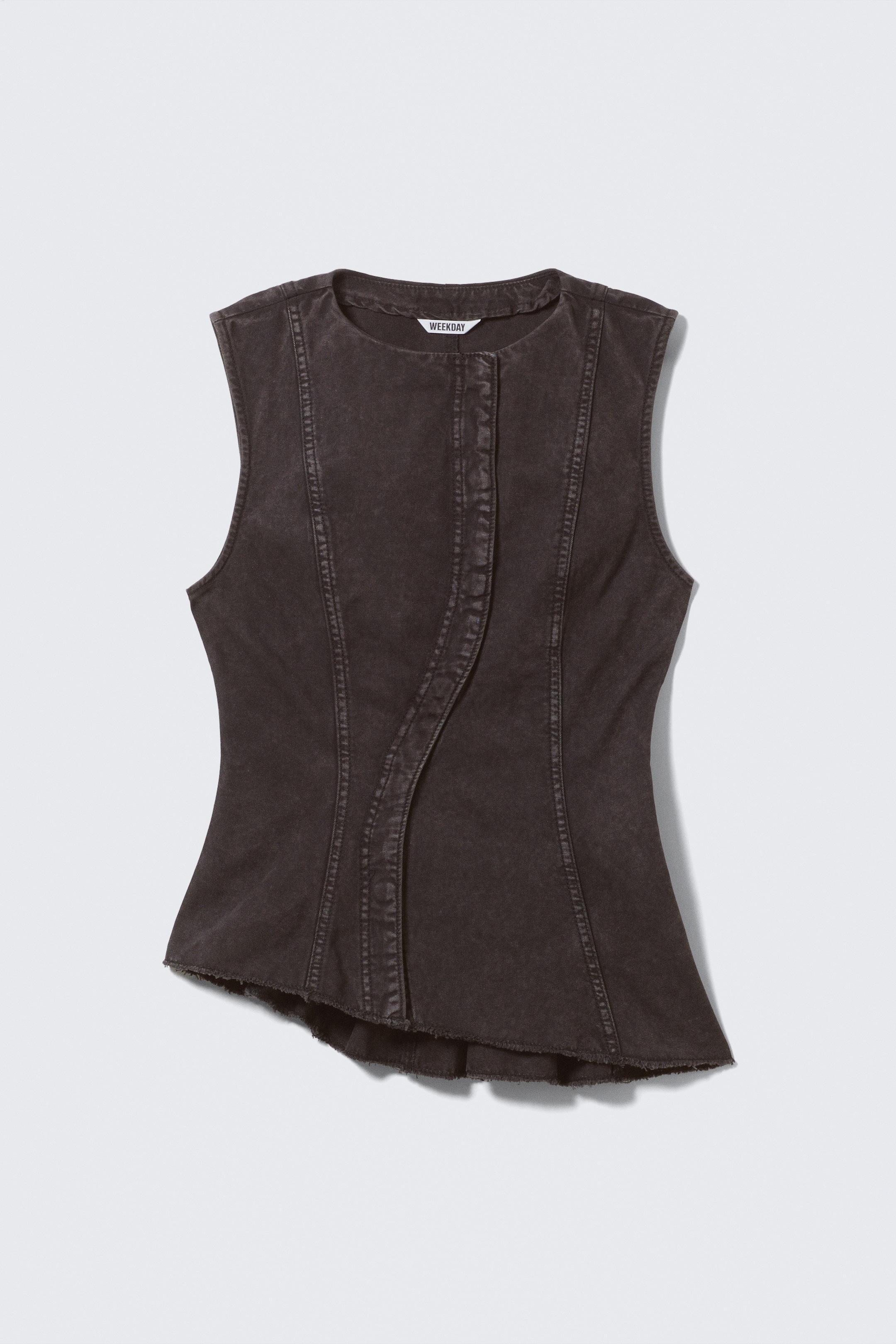 Größeres Bild anzeigen: Ärmelloses asymmetrisches Schößchen-Top - Verwaschenes Schwarz - Ladies | H&M AT 5