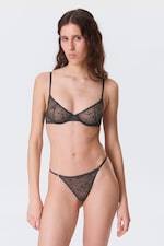 Dark Grey - 2-pack Swirly Lace Tanga Thongs - 0