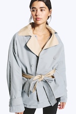 Beige & Light Grey - Trench-coat réversible à double boutonnage - 1