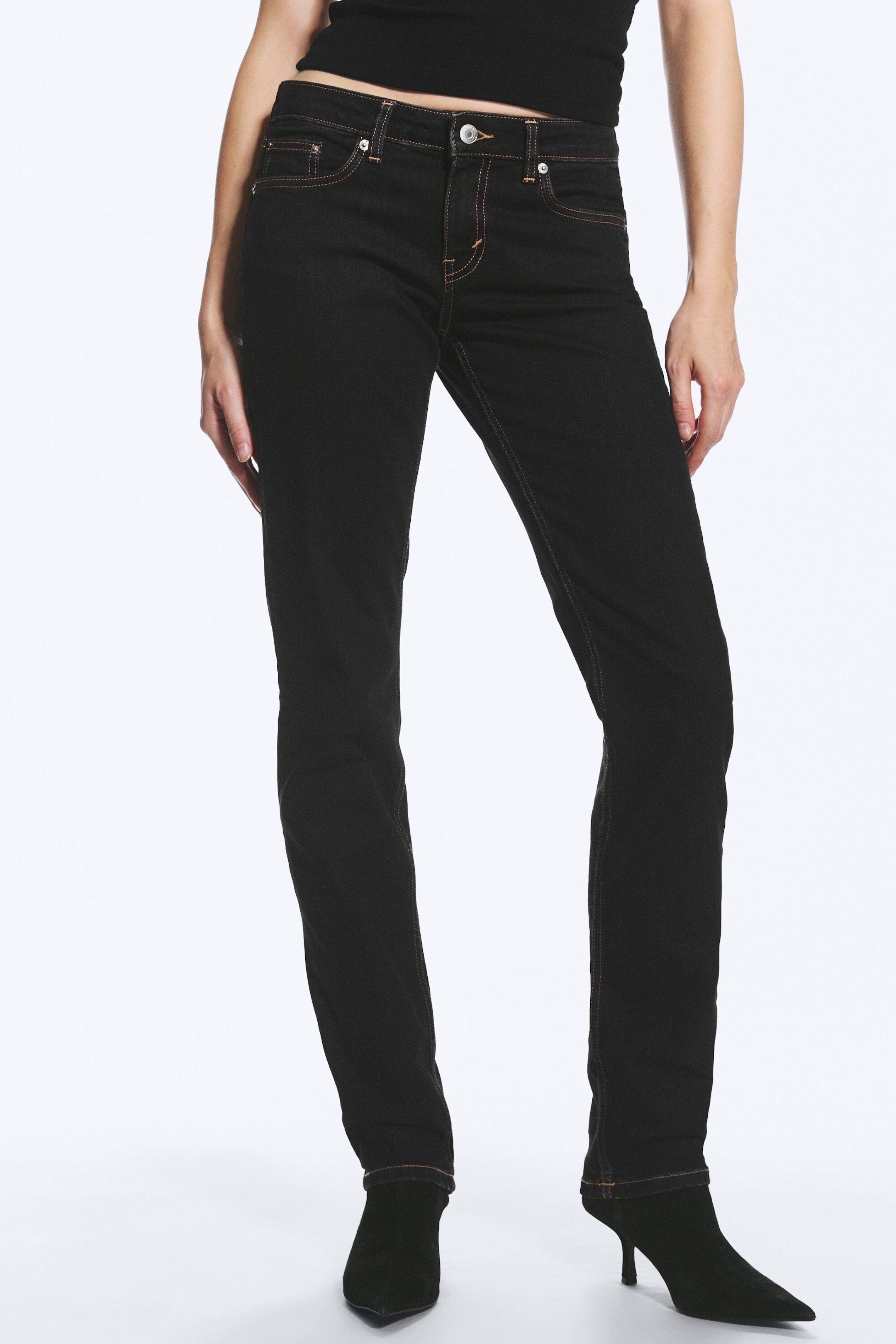 Shiny Blue - Dark Blue - Neptune Low Rise Slim Straight Jeans - 2