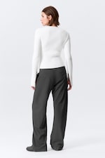 Off-white - Ribbed Fitted Zip Cardigan - 3