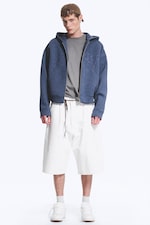 Mörkblå - Embossed - Simon scuba zip-hoodie med tryck - 1