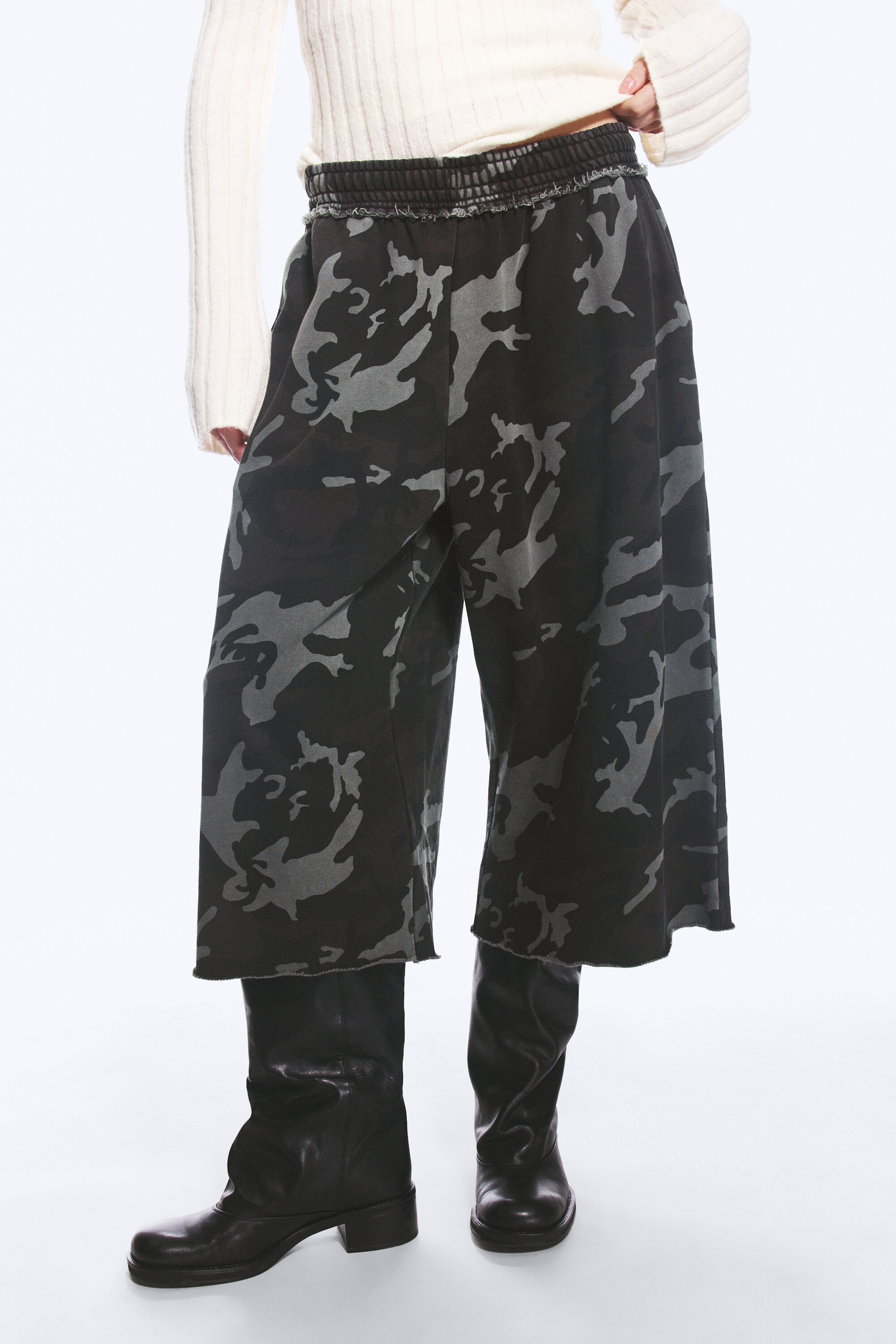 Mörk khakigrön - Camo - Terry 7/8-byxor - 3