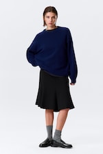 Bleu foncé chiné - Pull en maille décontracté - 2