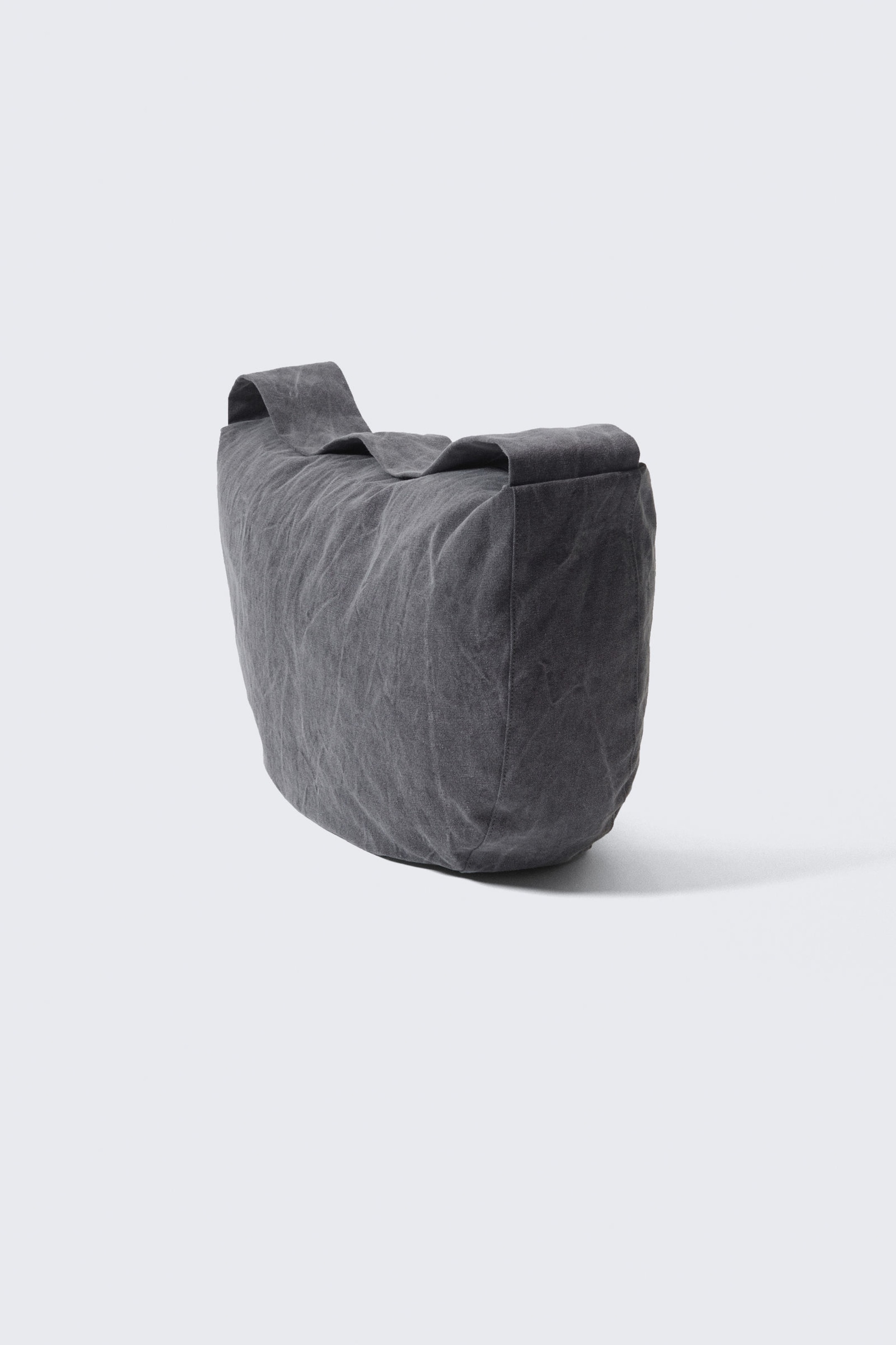 Washed Dark Grey - Washed Cotton Crossbody Bag - 2