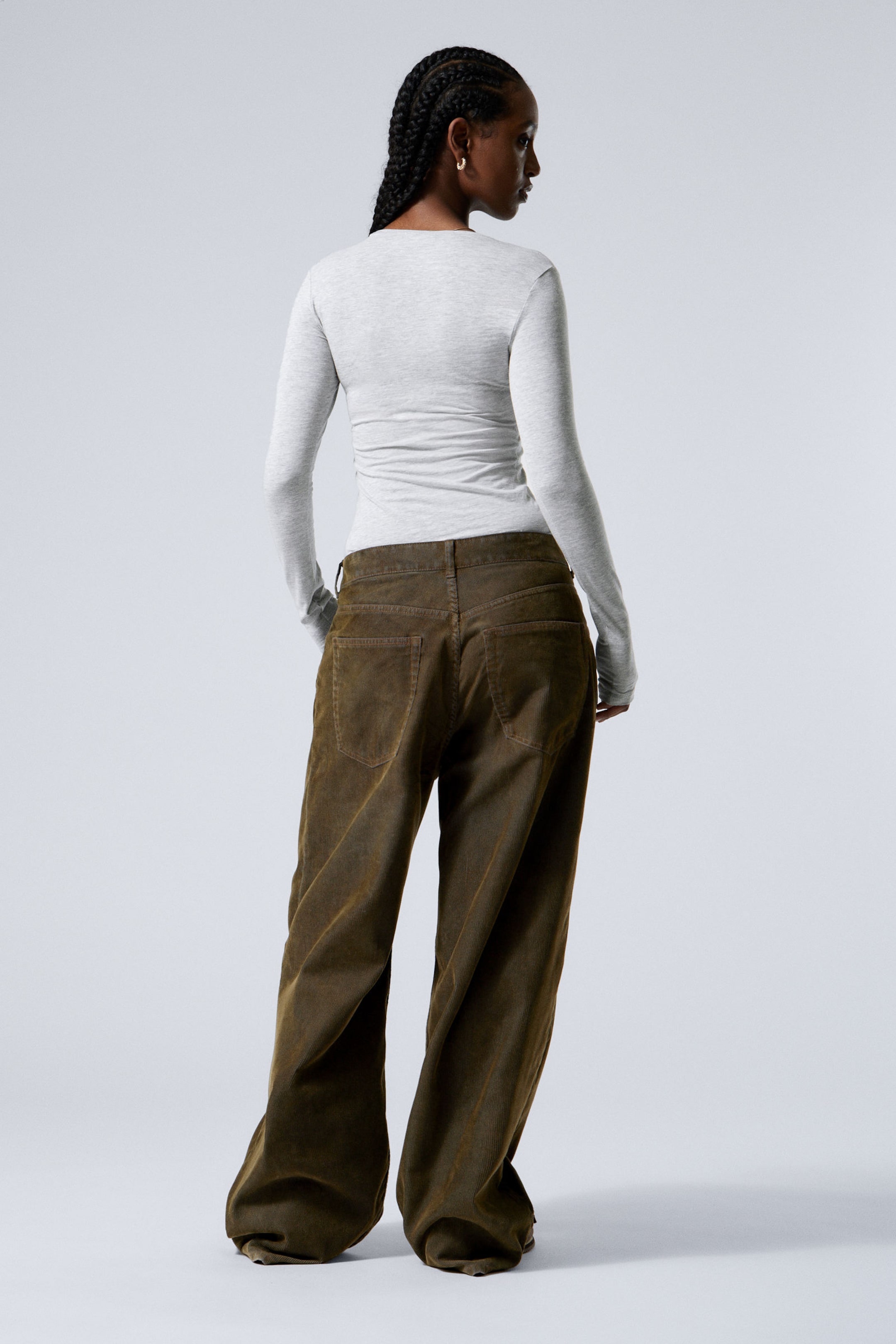 Two-toned Dark Mole - Astro Loose Baggy 2-Tone Corduroy Trousers - 6