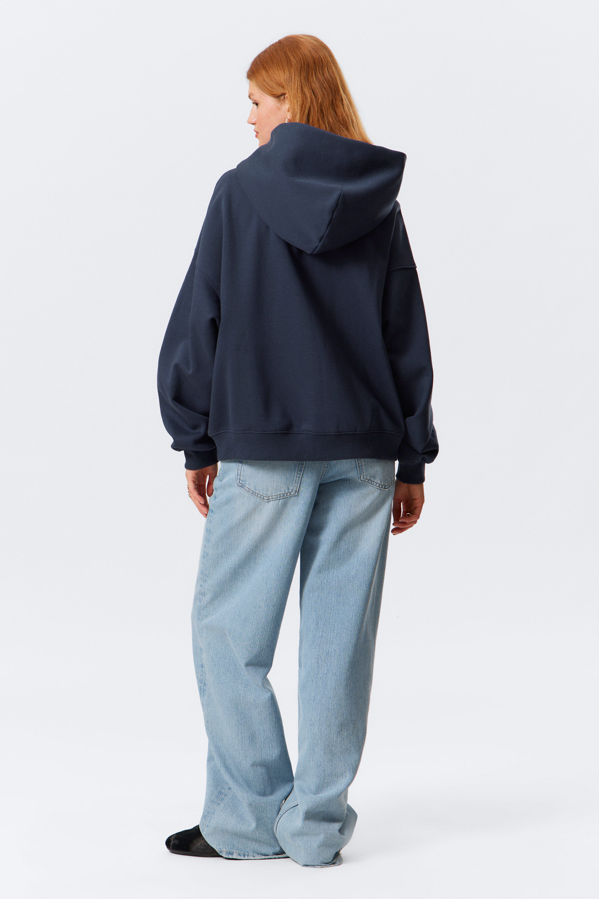 Navy Blue - Oversized Heavyweight Zip Hoodie - 2