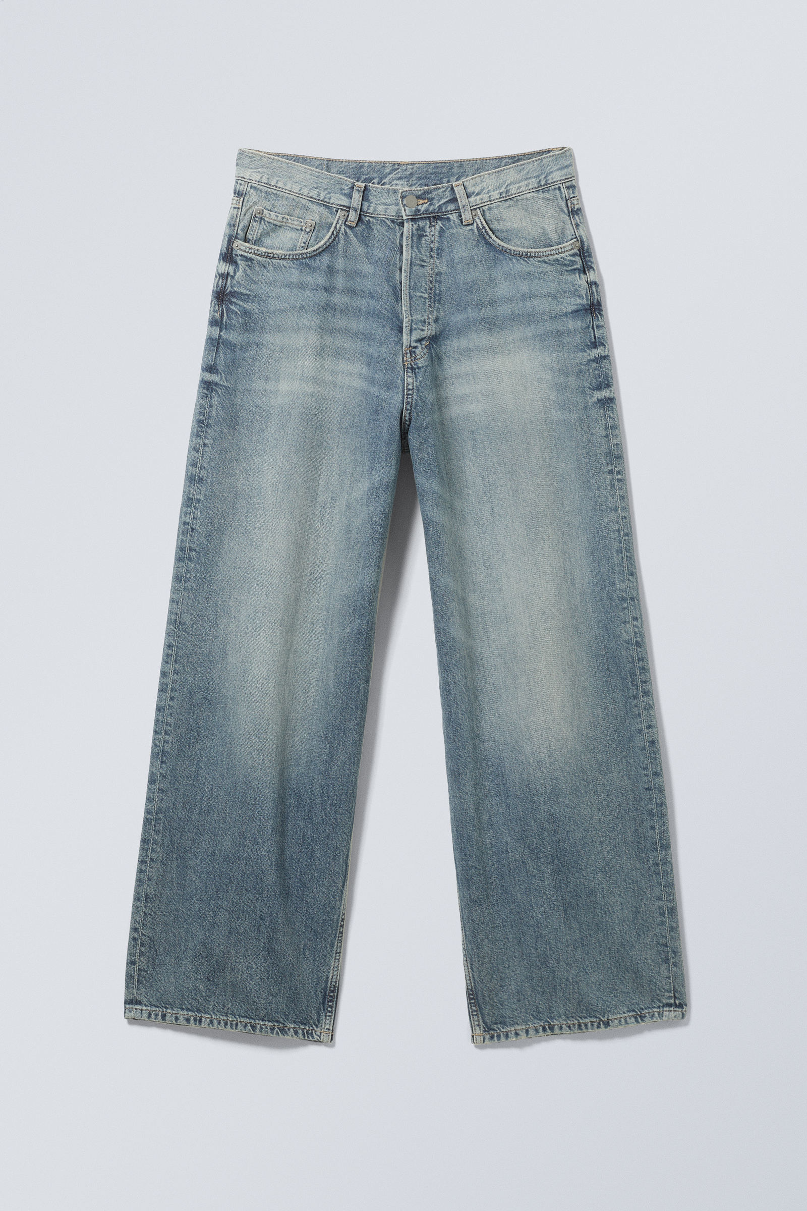 WEEKDAY◆デニム ASTRO LOOSE BAGGY LEG JEANS［Board Blue］ astro loose baggy leg jeans - Torn Blue - Medium Blue