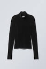 Black - Rib-Knit Chenille Turtleneck Sweater - 0