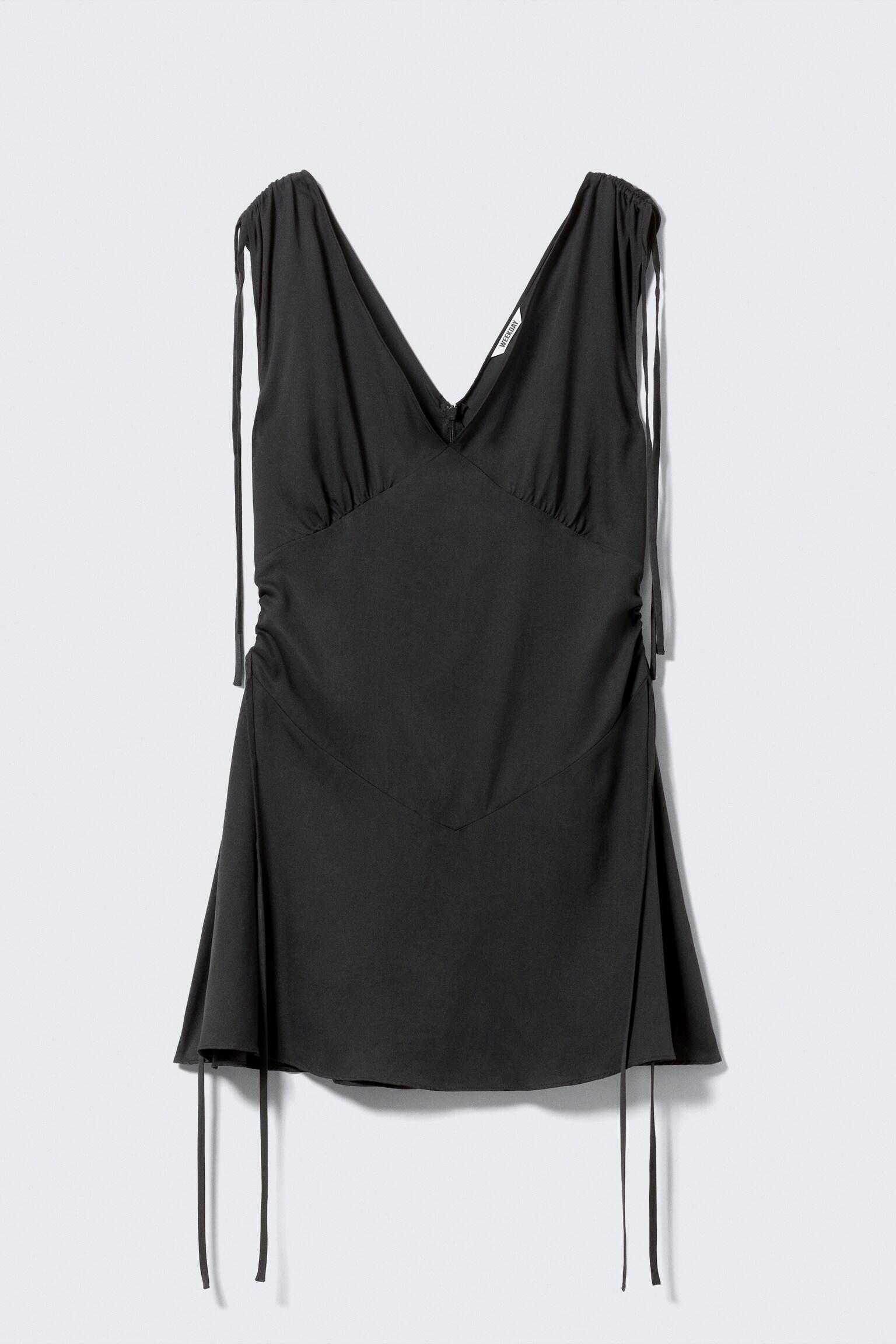 V-neck Sleeveless Strap Mini Dress - Dark Grey/Light Grey - 2