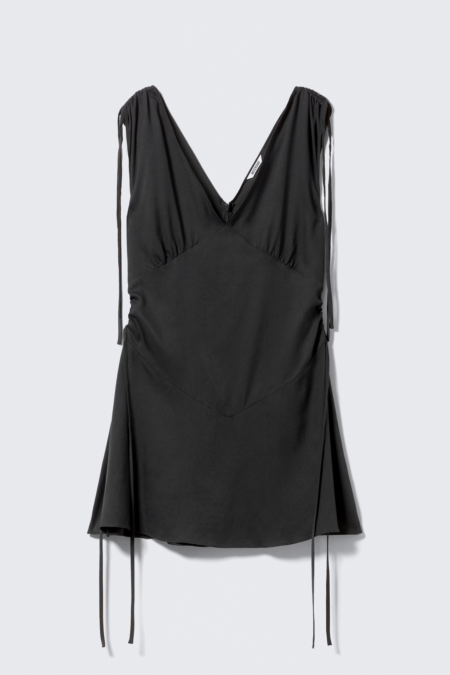 V-neck Sleeveless Strap Mini Dress - Dark Grey/Light Grey - 2